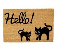 Morbuy Tapis de Porte d'Entrée Exterieur Coco, Tapis de Porte Coco en Polyester Antidérapant Lavable pour Interieur, Terrasse, Couloir, Cuisine, Entrée (Chat Noir,45x70cm)