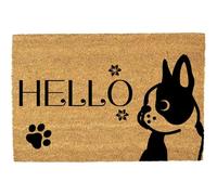 Morbuy Tapis de Porte d'Entrée Exterieur Coco, Tapis de Porte Coco en Polyester Antidérapant Lavable pour Interieur, Terrasse, Couloir, Cuisine, Entrée (Chien Noir,45x70cm)