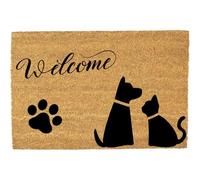 Morbuy Tapis de Porte d'Entrée Exterieur Coco, Tapis de Porte Coco en Polyester Antidérapant Lavable pour Interieur, Terrasse, Couloir, Cuisine, Entrée (Empreintes de Pattes,50x80cm)