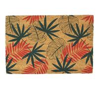 Morbuy Tapis de Porte d'Entrée Exterieur Coco, Tapis de Porte Coco en Polyester Antidérapant Lavable pour Interieur, Terrasse, Couloir, Cuisine, Entrée (Feuilles Roses,50x80cm)