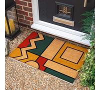 Morbuy Tapis de Porte d'Entrée Exterieur Coco, Tapis de Porte Coco en Polyester Antidérapant Lavable pour Terrasse, Entrée, Couloir, Interieur, Cuisine (Carreaux Abstraits,50x80cm)