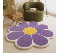 Morbuy Tapis Fleurs Doux Moelleux pour Chambre d'enfant, Tapis Shaggy en Forme de Marguerite, Antidérapant Rond Tapis de Décoration Nordique pour Chambre à Coucher, Salon (60cm,Violet)