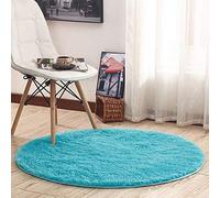 Morbuy Tapis Rond Lavable 80cm/100cm/120cm/160cm/200cm, Interieur Shaggy Anti Slip Chambre à Coucher Salon Tapis d'Entrée Absorbant Antidérapant Imprimé Ménage Rug Salle Couloir (Bleu,120cm)