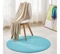 Morbuy Tapis Rond Lavable en Machine 100 cm Polaire de Corail Interieur Anti Slip Chambre à Coucher Salon Tapis d'Entrée Absorbant Antidérapant Nouveau Imprimé Ménage Rug Salle Couloir (Bleu Clair)
