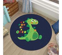 Morbuy Tapis Rond Lavable en Machine, Dessin animé Imprimé Enfant Tapis de Jeu Interieur Anti Slip Chambre à Coucher Salon Tapis d'Entrée Absorbant Antidérapant (100cm,Dinus Vert)