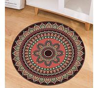 Morbuy Tapis Rond Lavable en Machine, Imprimé Mandala Vintage Interieur Anti Slip Chambre à Coucher Salon Tapis d'Entrée Absorbant Antidérapant (160cm,Style Ethnique)