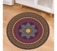 Morbuy Tapis Rond Lavable en Machine, Imprimé Mandala Vintage Interieur Anti Slip Chambre à Coucher Salon Tapis d'Entrée Absorbant Antidérapant (160cm,Style Tribal)