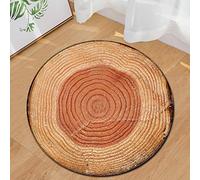 Morbuy Tapis Rond Lavable en Machine, Motif en Bois d'anneau annuel 3D Interieur Anti Slip Chambre à Coucher Salon Tapis d'Entrée Absorbant Antidérapant (F,120cm)