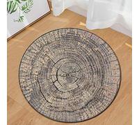 Morbuy Tapis Rond Lavable en Machine, Motif en Bois d'anneau annuel 3D Interieur Anti Slip Chambre à Coucher Salon Tapis d'Entrée Absorbant Antidérapant (G,100cm)