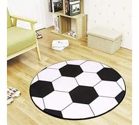 Morbuy Tapis Rond Lavable en Machine, Sport Imprimé Interieur Anti Slip Chambre à Coucher Salon Tapis d'Entrée Absorbant Antidérapant (100cm,Football Noir et Blanc)