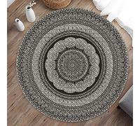 Morbuy Tapis Rond Lavable en Machine, Style Classique Nordique Interieur Anti Slip Chambre à Coucher Salon Tapis d'Entrée Absorbant Antidérapant (Classicisme,120cm)