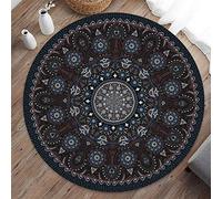 Morbuy Tapis Rond Lavable en Machine, Style de série Noire Interieur Anti Slip Chambre à Coucher Salon Tapis d'Entrée Absorbant Antidérapant (Classique,80cm)