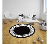 Morbuy Tapis Rond Lavable en Machine, Style Nordique Interieur Anti Slip Chambre à Coucher Salon Tapis d'Entrée Absorbant Antidérapant (Piano Noir et Blanc,120cm)