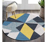 Morbuy Tapis Rond Lavable en Machine, Style Nordique Interieur Anti Slip Chambre à Coucher Salon Tapis d'Entrée Absorbant Antidérapant Tapis géométrique (Éléments colorés,120cm)