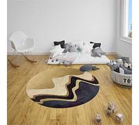 Morbuy Tapis Rond Lavable en Machine, Style Nordique Interieur Anti Slip Chambre à Coucher Salon Tapis d'Entrée Absorbant Antidérapant (Marbre doré,120cm)