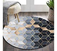 Morbuy Tapis Rond Lavable en Machine, Style Nordique Interieur Anti Slip Chambre à Coucher Salon Tapis d'Entrée Absorbant Antidérapant Tapis géométrique (Espace d'impression,80cm)