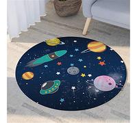 Morbuy Tapis Rond Lavable en Machine, Tapis de Jeu pour Enfants Interieur Anti Slip Chambre à Coucher Salon Tapis d'Entrée Absorbant Antidérapant (Univers étoilé,100cm)
