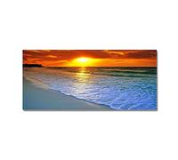 Morbuy Tapis Salon Design Moderne Interieur, Impression Naturelle 3D Personnalité Décoration Anti Slip Vestiaire Chambre à Coucher Absorbant Tapis d'Entrée (Coucher de Soleil sur la mer,40x60cm)