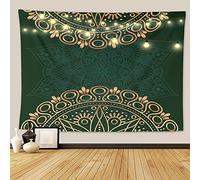 Morbuy Tapisserie Murales Psychédélique, Mandala Exotique Tenture Murale pour Chambre Salon Dortoir Drap Mural Tissu Aesthetic Room Decor Grande Polyester Tapestry (Vert Classique,90x65cm)