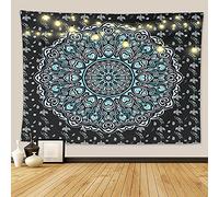 Morbuy Tapisserie Murales Psychédélique, Mandala Exotique Tenture Murale pour Chambre Salon Dortoir Drap Mural Tissu Aesthetic Room Decor Grande Polyester Tapestry (Coeur Bleu,90x65cm)