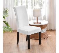 Morbuy Velours Housse de Chaise de Salle à Manger Lot de 1/4/6/10, Couleur Unie Housse de Chaise Extensible Lavable Universelle à Dossier Haut pour Hôtel,Restaurant (1 pièce,Blanc)