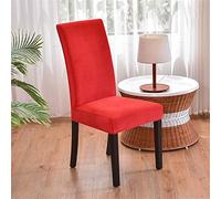 Morbuy Velours Housse de Chaise de Salle à Manger Lot de 1/4/6/10, Couleur Unie Housse de Chaise Extensible Lavable Universelle à Dossier Haut pour Hôtel,Restaurant (1 pièce,Rouge)