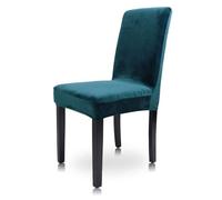 Morbuy Velours Housse de Chaise de Salle à Manger Lot de 1/4/6/10, Couleur Unie Housse de Chaise Extensible Lavable Universelle à Dossier Haut pour Hôtel,Restaurant (1 pièce,Paon Bleu)