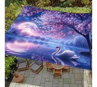 Morbuy Voile d'ombrage Rectangulaire avec Corde, Impressions 3D Toile Ombrage Exterieur Imperméable Fibre de Polyester pour Extérieur Jardin Patio Terrasse (200 * 240cm,Z02 Arbre Fleuri)