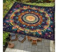 Morbuy Voile d'ombrage Rectangulaire avec Corde, Impressions 3D Toile Ombrage Exterieur Imperméable Fibre de Polyester pour Extérieur Jardin Patio Terrasse (200 * 200cm,Z12 Chic Rétro 8)