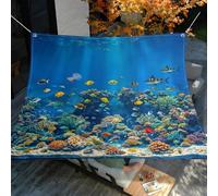 Morbuy Voile d'ombrage Rectangulaire, Motif de Poissons Toile d'Ombrage Extérieure Imperméable, Auvent de Terrasse Parfait pour en Plein air, Patio Jardin Terrasse (océan 4,200x200cm)