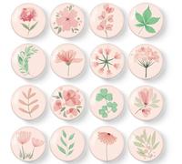 MORCART Lot de 16 aimants roses en forme de plante pour réfrigérateur, réfrigérateur, casier, tableau blanc, armoire, salle de classe, bureau, cabine d'école