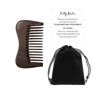 Morceau De Peigne En Bois De Sandale, 1 Morceau De Pochette En Velours Et Carte De Voeux D'Une Pièce, Peigne À Dents Larges, Peigne À Cheveux, Petit Peigne En Bois Portable