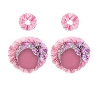 Morceaux De Gâteau Floral Et 2 Anneaux De Cheveux, Capuchons De Nuit Extensibles, Casquettes Nocturnes, Chapeau De Beauté, Cartes Nocturnes En Satin, Casquettes Nocturnes Élées