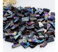Morceaux Verre Mosaïque Carreaux Céramique Mosaïque Particules Irrégulières pour Projets d’Artisanat Décoration Maison Projets DIY-Dark black||1000g/960pcs
