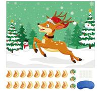 Morcheiong Jeu de Noël Pin The Tail on The Deer avec 36 queues, cadeaux de fête de Noël, fournitures d'activités pour enfants