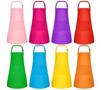 Morcheiong Lot de 8/12/24 pièces, tablier enfant réglable, grand lot avec 2 poches, tablier pour petits enfants, tabliers de peinture pour la pâtisserie, Paiting, multicolore, 18 x 24 inches