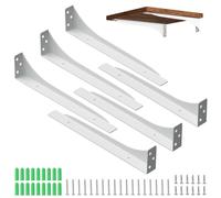 Mordx Lot de 6 Pièces de Supports d'étagère d'angle Pour Charges Lourdes , En Métal, Pour Charges Lourdes Console d'étagère 90°, Pour Montage Mural (6pcs,Blanc, 30 cm)