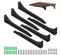 Mordx Lot de 6 Pièces de Supports d'étagère d'angle Pour Charges Lourdes, En Métal, Pour Charges Lourdes Console d'étagère 90° , Pour Montage Mural (6pcs, Noir, 35 cm)