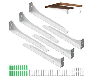 Mordx Lot de 6 Pièces de Supports d'étagère d'angle Pour Charges Lourdes, En Métal, Pour Charges Lourdes Console d'étagère 90° , Pour Montage Mural (6pcs, Blanc, 20 cm)