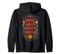 More Amor Por Favor Retro Floral Love Citation Boho Romance Sweat à Capuche