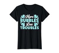 More Bubbles Less Troubles Soap Boss Fabrication de Savon T-Shirt Graphique avec Valeur, Femme, Noir, L