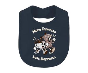 More Espresso Less Depresso Cafetière à moka rétro pour bébé Bleu marine | dessin animé, amateurs de café, barista, cafetière à expresso, amusant, vintage, caféine, bande dessinée, grain de café