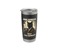 More Espresso Less Depresso Cat Kimono Coffee Lover Gobelet isotherme en acier inoxydable double paroi
