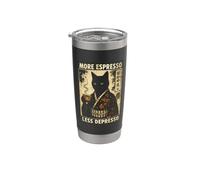 More Espresso Less Depresso Cat Kimono Coffee Lover Gobelet isotherme en acier inoxydable double paroi