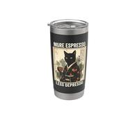 More Espresso Less Depresso Cat Kimono Coffee Lover Gobelet isotherme en acier inoxydable double paroi