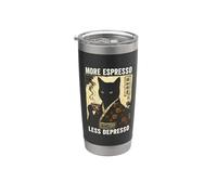 More Espresso Less Depresso Cat Kimono Coffee Lover Gobelet isotherme en acier inoxydable double paroi