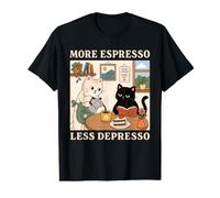 More Espresso Less Depresso Design de Lecture de café Amusant pour Chat T-Shirt Graphique avec Valeur