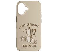 More Espresso Por Favore Cafetière Moka rétro Coque pour iPhone 16
