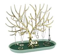 MORE&LESS Présentoir à bijoux en bois de cerf doré à suspendre pour bagues, boucles d'oreilles, colliers, bracelets