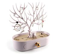 MORE&LESS Présentoir à bijoux, organiseur à suspendre, rose clair, style contemporain, orné, design corne de cerf avec tiroir de rangement et plateau